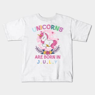 Unicorns Are Born In July Kids T-Shirt